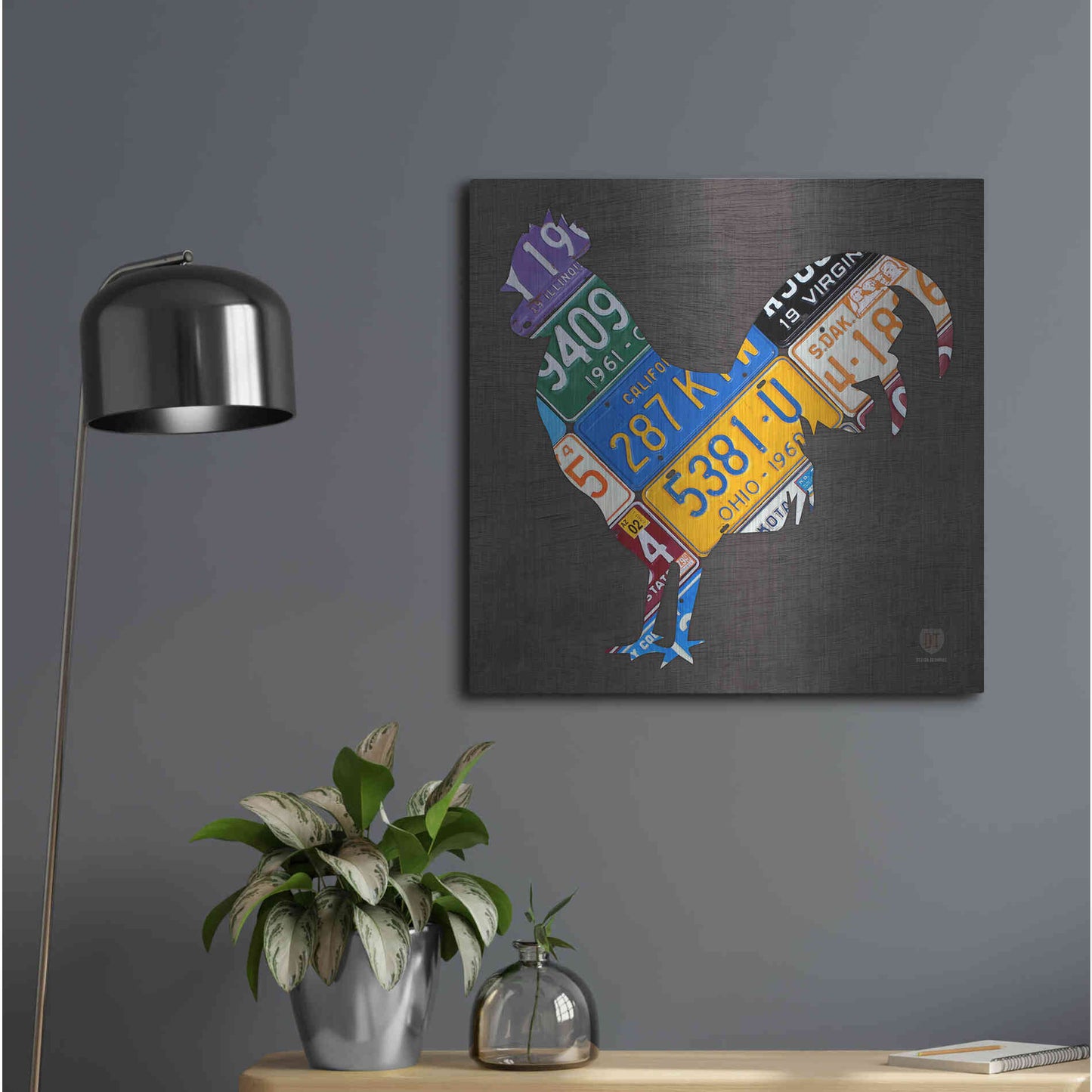 Luxe Metal Art 'License Plate Art Rooster' by Design Turnpike, Metal Wall Art,24x24