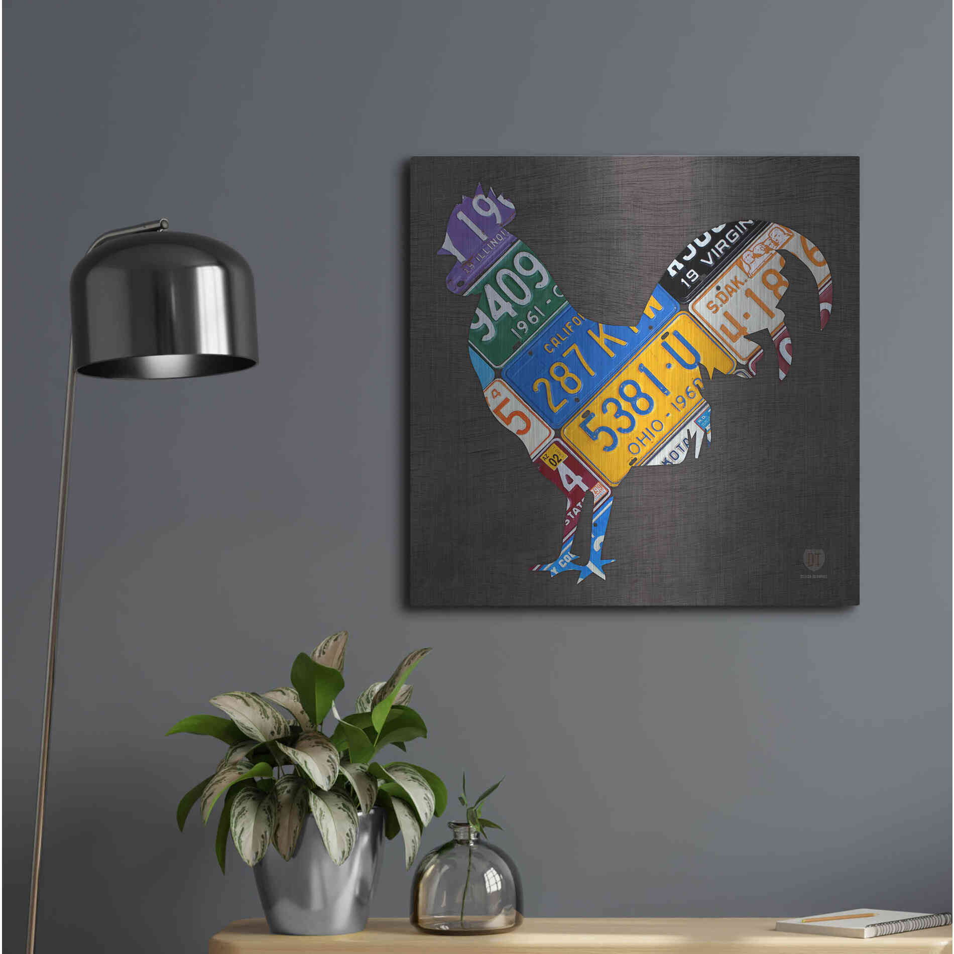 Luxe Metal Art 'License Plate Art Rooster' by Design Turnpike, Metal Wall Art,24x24