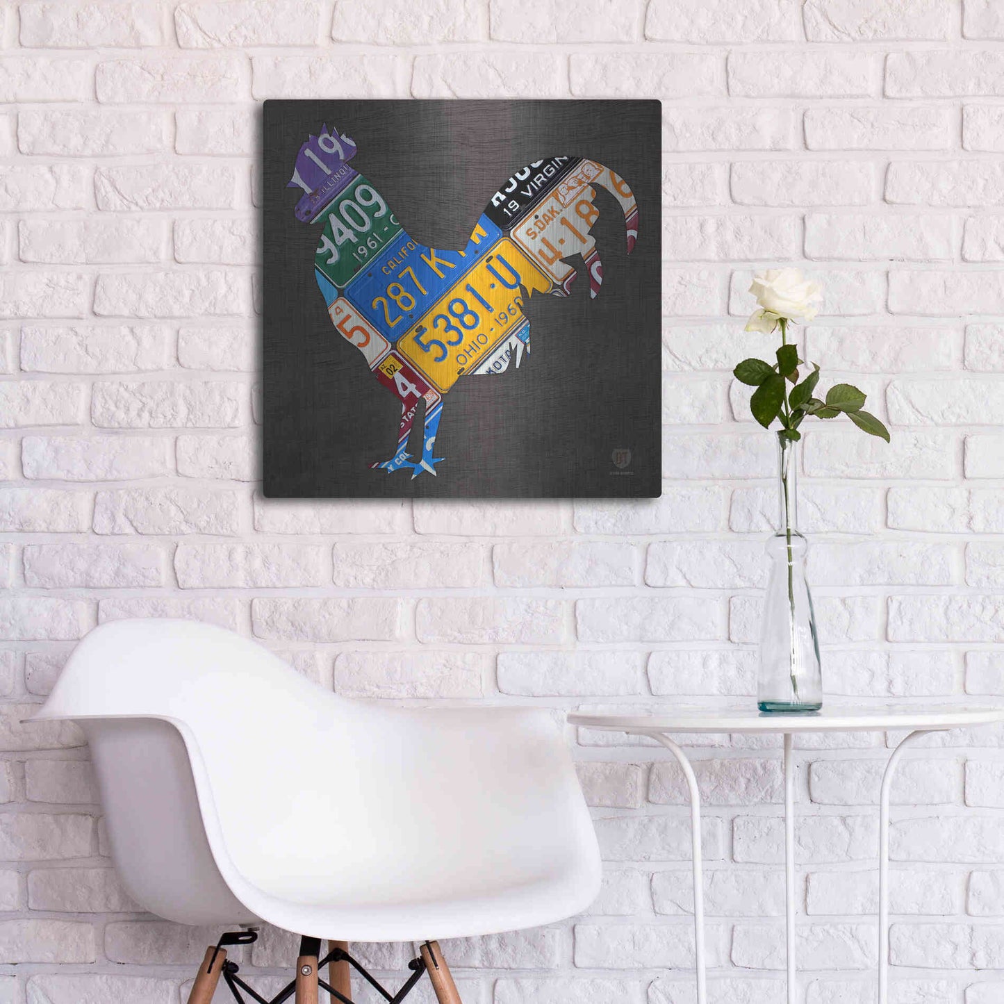Luxe Metal Art 'License Plate Art Rooster' by Design Turnpike, Metal Wall Art,24x24
