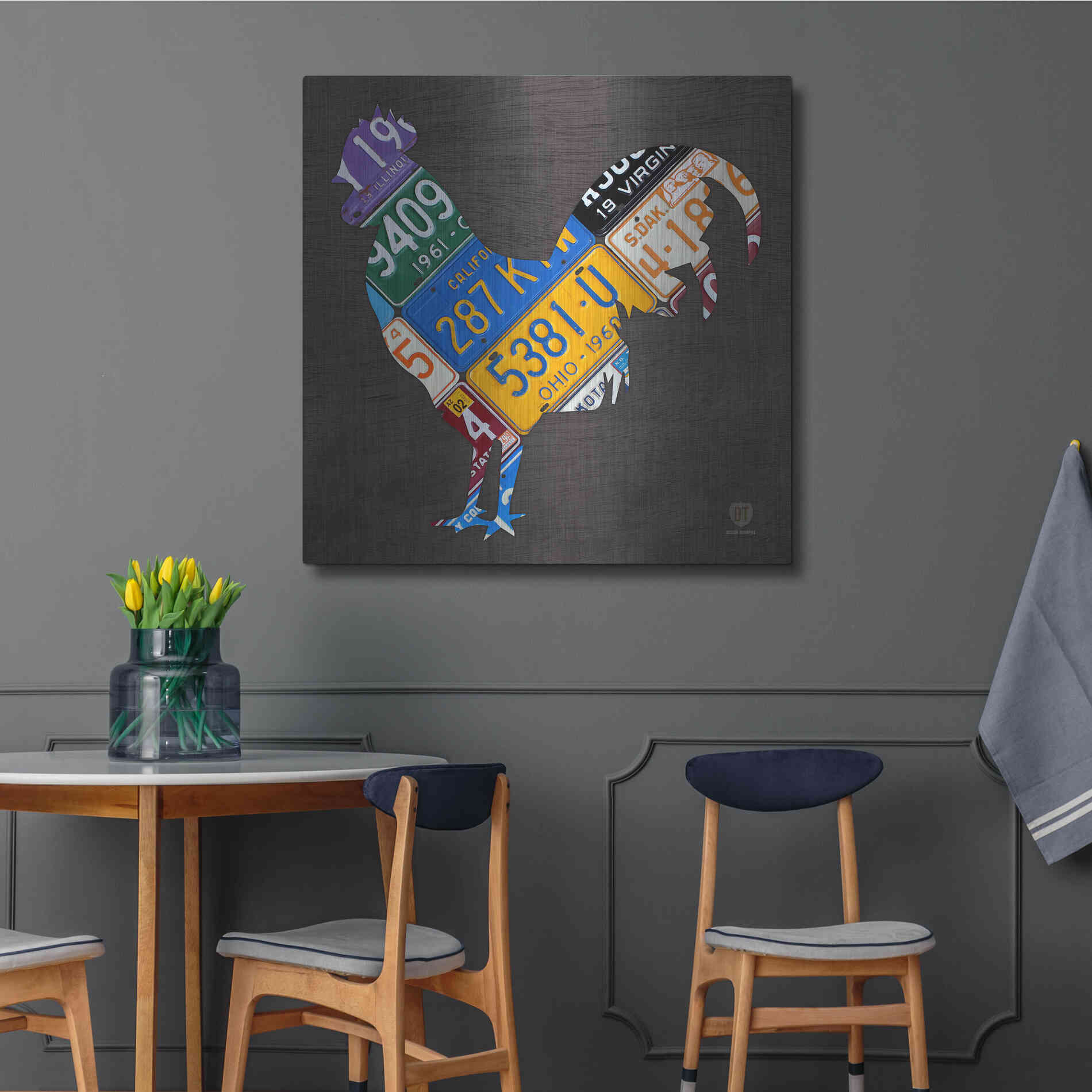 Luxe Metal Art 'License Plate Art Rooster' by Design Turnpike, Metal Wall Art,36x36