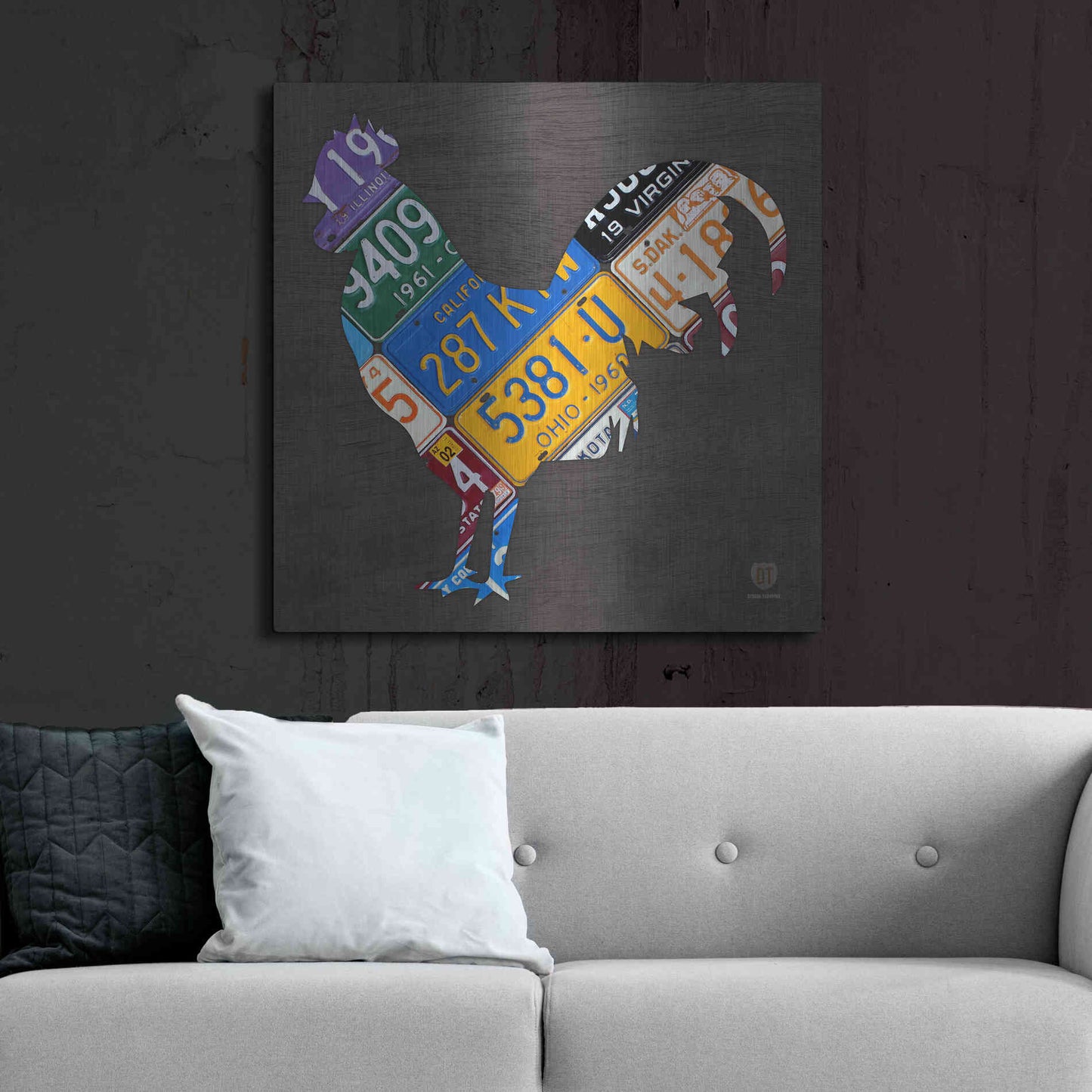 Luxe Metal Art 'License Plate Art Rooster' by Design Turnpike, Metal Wall Art,36x36