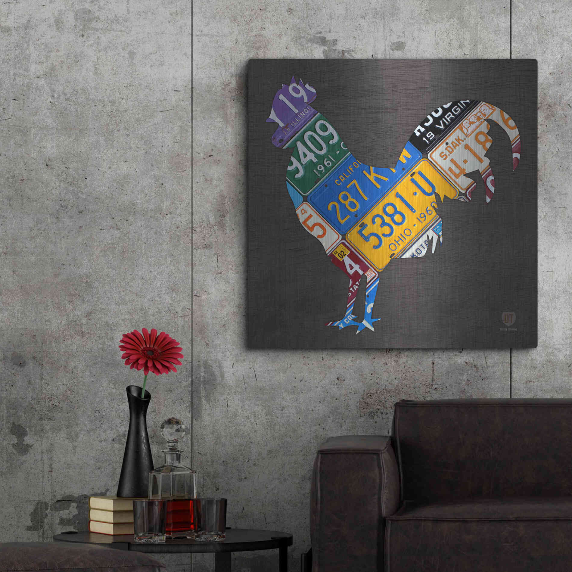 Luxe Metal Art 'License Plate Art Rooster' by Design Turnpike, Metal Wall Art,36x36