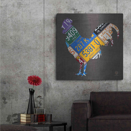 Luxe Metal Art 'License Plate Art Rooster' by Design Turnpike, Metal Wall Art,36x36