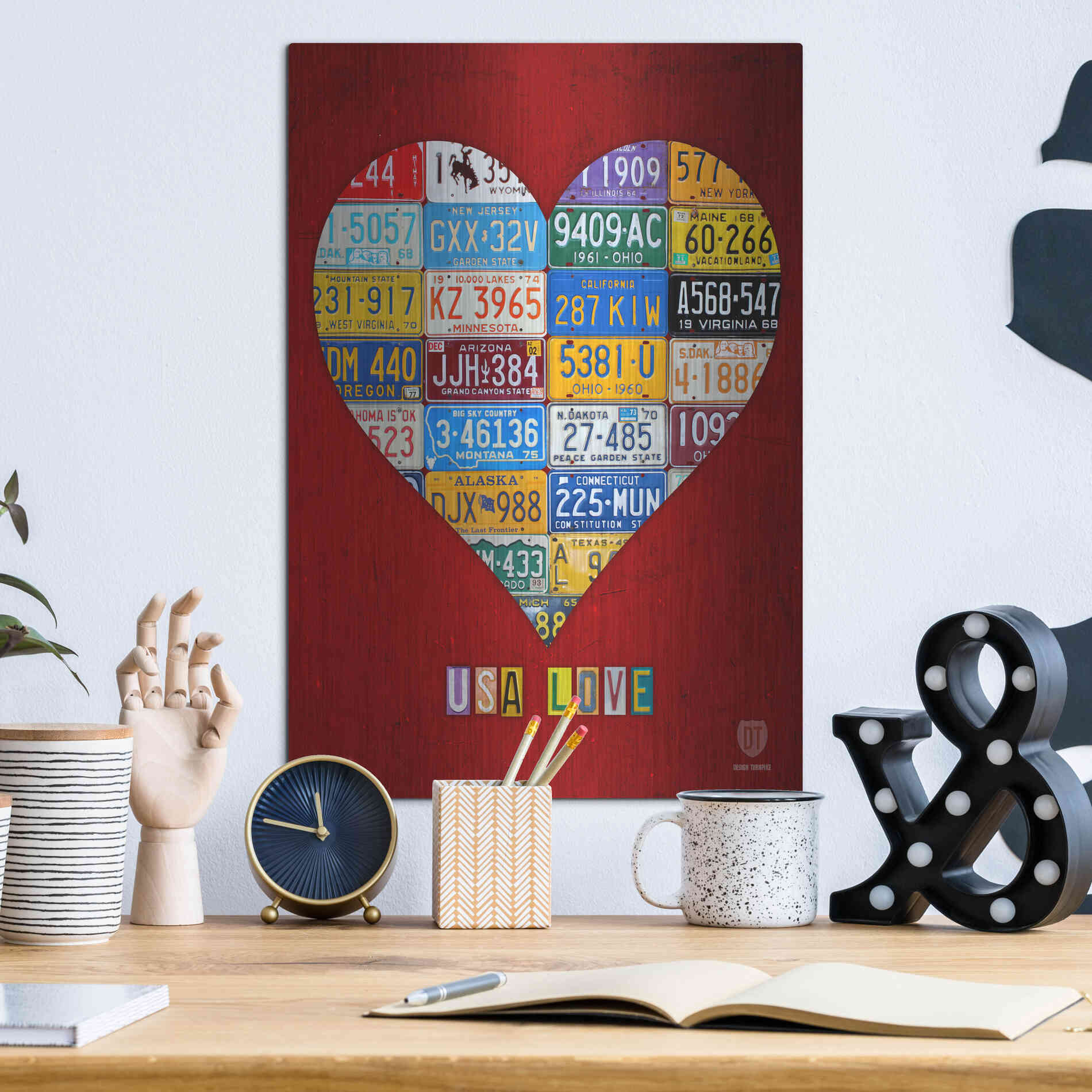 Luxe Metal Art 'License Plate Art Heart' by Design Turnpike, Metal Wall Art,12x16