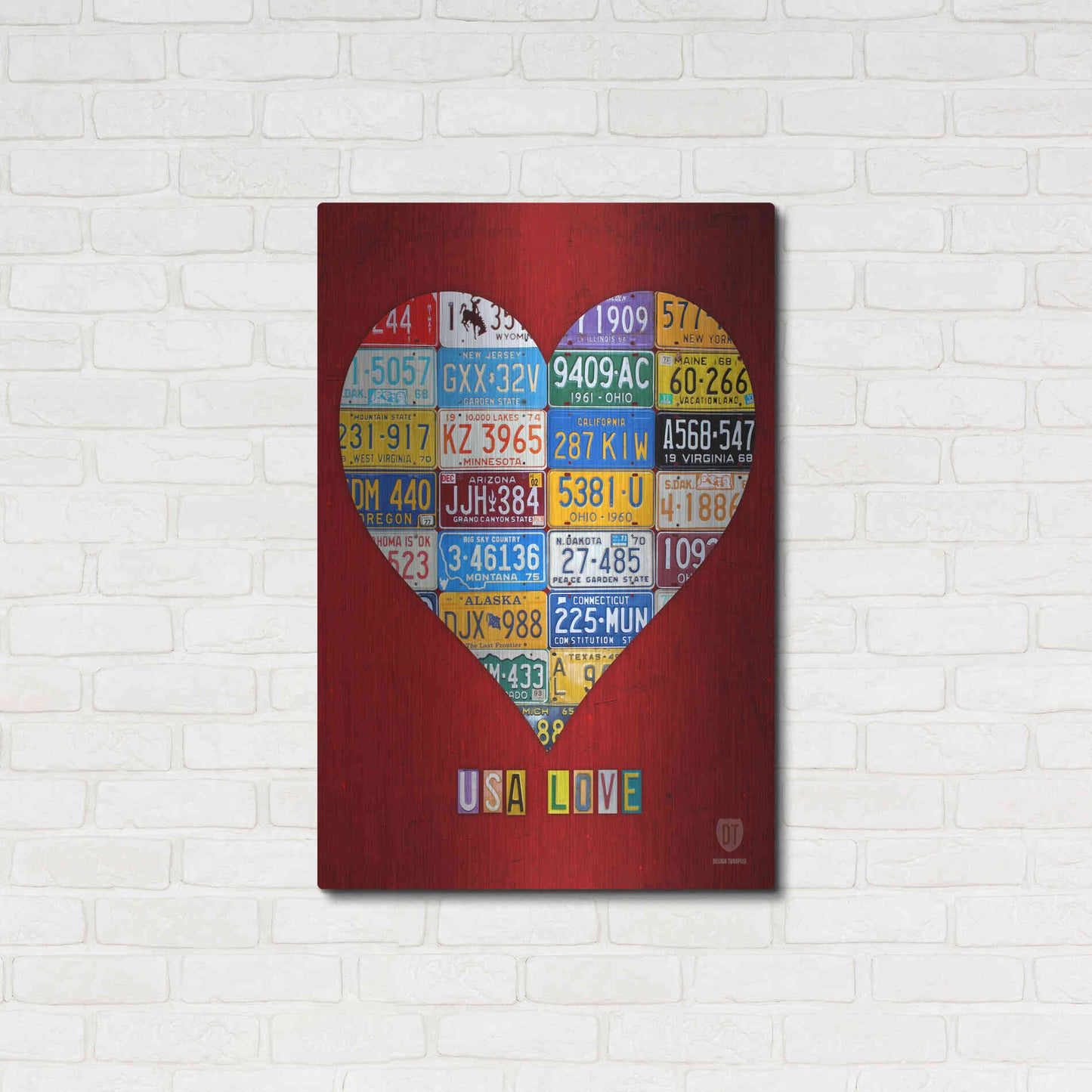 Luxe Metal Art 'License Plate Art Heart' by Design Turnpike, Metal Wall Art,24x36