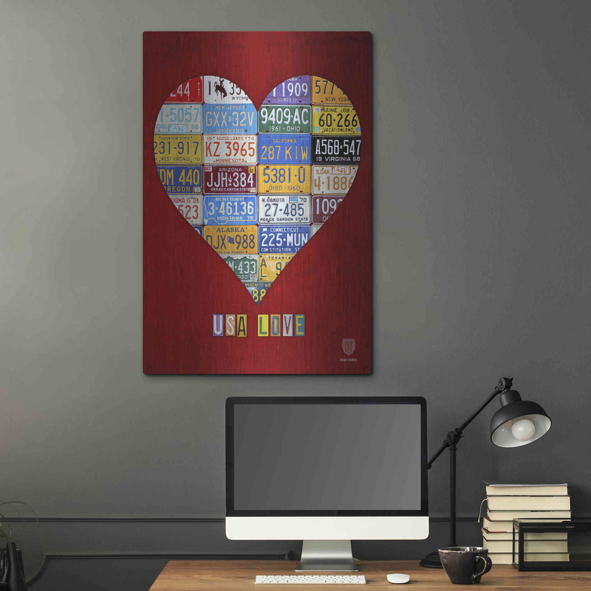 Luxe Metal Art 'License Plate Art Heart' by Design Turnpike, Metal Wall Art,24x36