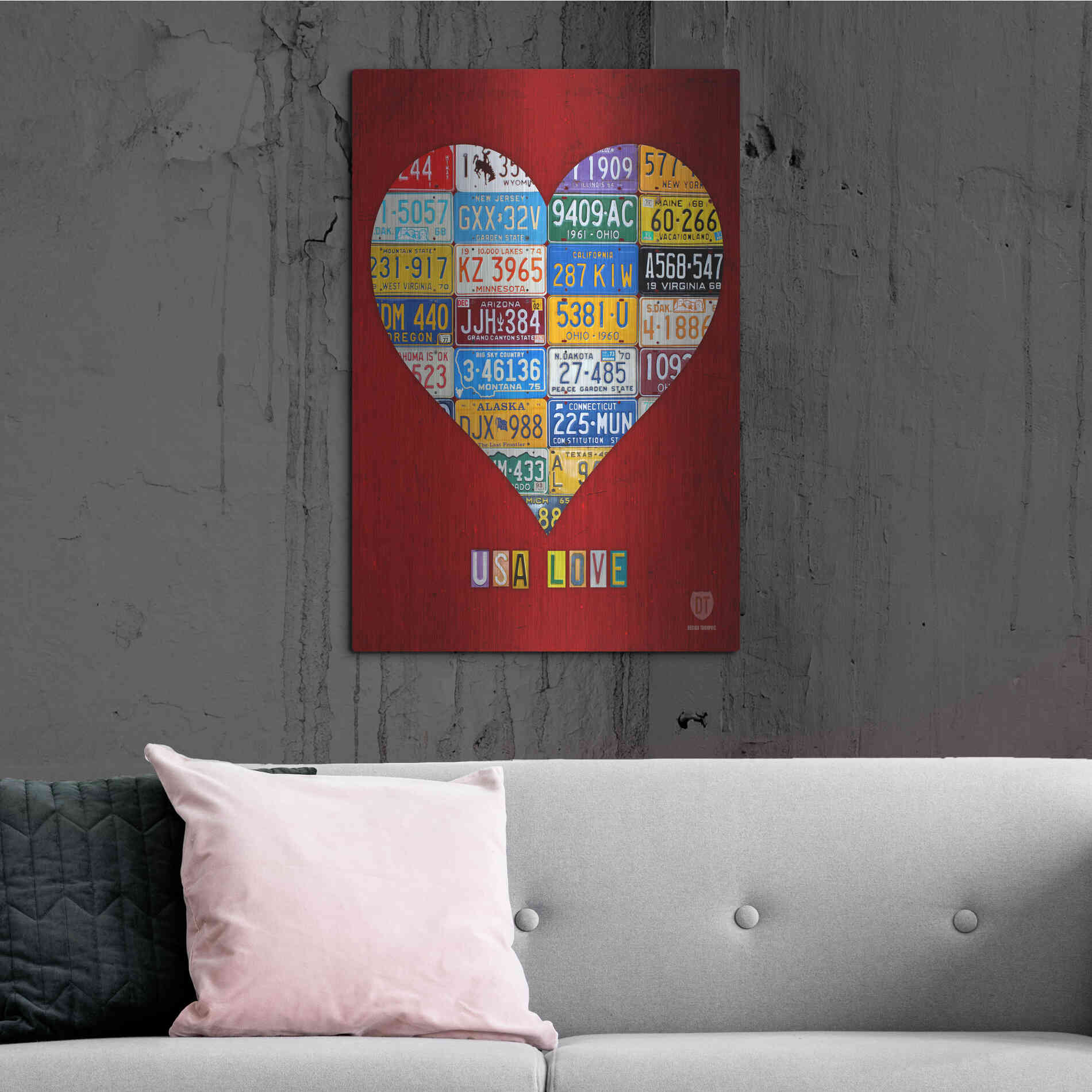 Luxe Metal Art 'License Plate Art Heart' by Design Turnpike, Metal Wall Art,24x36