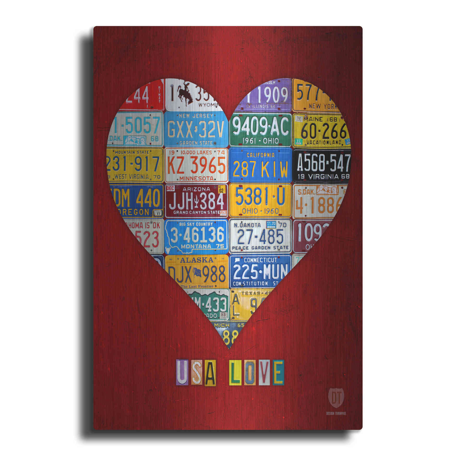 Luxe Metal Art 'License Plate Art Heart' by Design Turnpike, Metal Wall Art