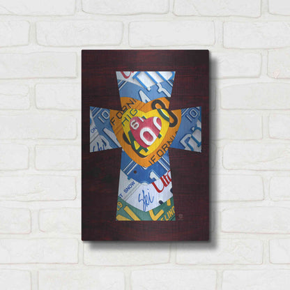 Luxe Metal Art 'License Plate Art Heart Cross' by Design Turnpike, Metal Wall Art,12x16