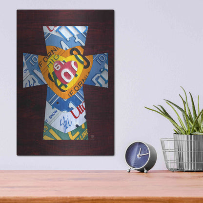 Luxe Metal Art 'License Plate Art Heart Cross' by Design Turnpike, Metal Wall Art,12x16