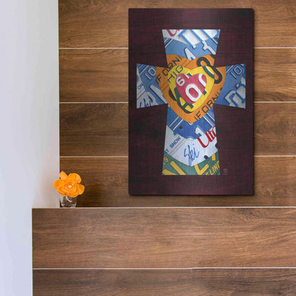 Luxe Metal Art 'License Plate Art Heart Cross' by Design Turnpike, Metal Wall Art,12x16