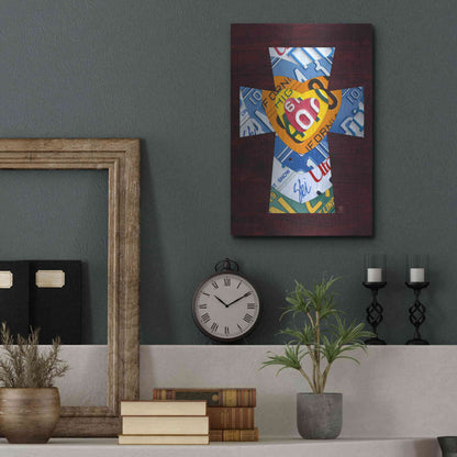 Luxe Metal Art 'License Plate Art Heart Cross' by Design Turnpike, Metal Wall Art,12x16