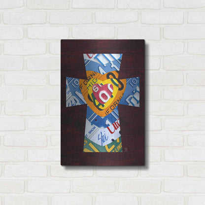 Luxe Metal Art 'License Plate Art Heart Cross' by Design Turnpike, Metal Wall Art,16x24