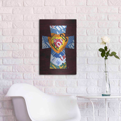Luxe Metal Art 'License Plate Art Heart Cross' by Design Turnpike, Metal Wall Art,16x24