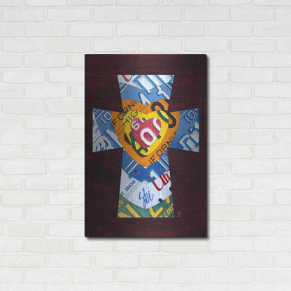 Luxe Metal Art 'License Plate Art Heart Cross' by Design Turnpike, Metal Wall Art,24x36