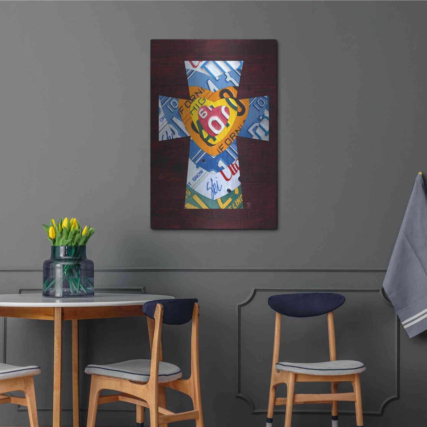 Luxe Metal Art 'License Plate Art Heart Cross' by Design Turnpike, Metal Wall Art,24x36