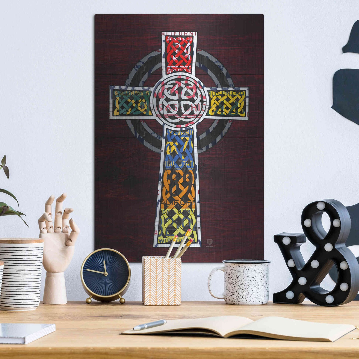 Luxe Metal Art 'License Plate Art Celtic Cross' by Design Turnpike, Metal Wall Art,12x16