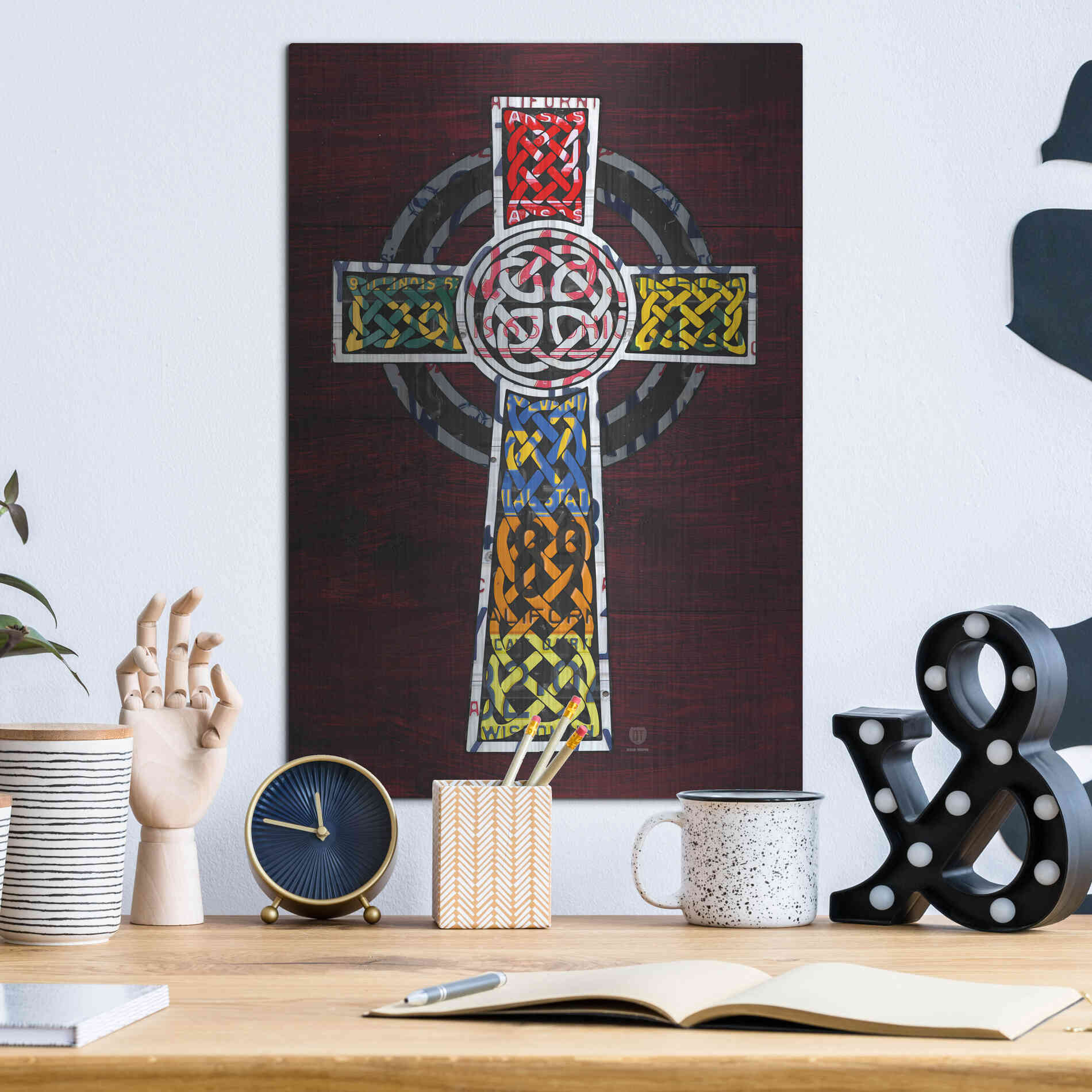 Luxe Metal Art 'License Plate Art Celtic Cross' by Design Turnpike, Metal Wall Art,12x16