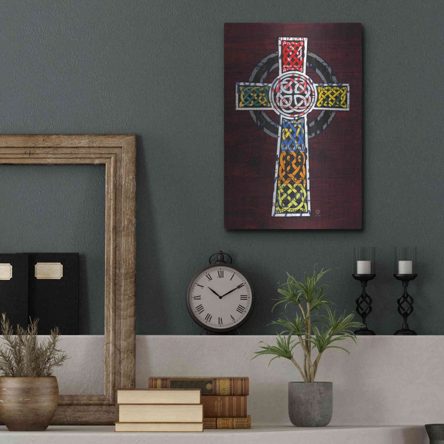 Luxe Metal Art 'License Plate Art Celtic Cross' by Design Turnpike, Metal Wall Art,12x16