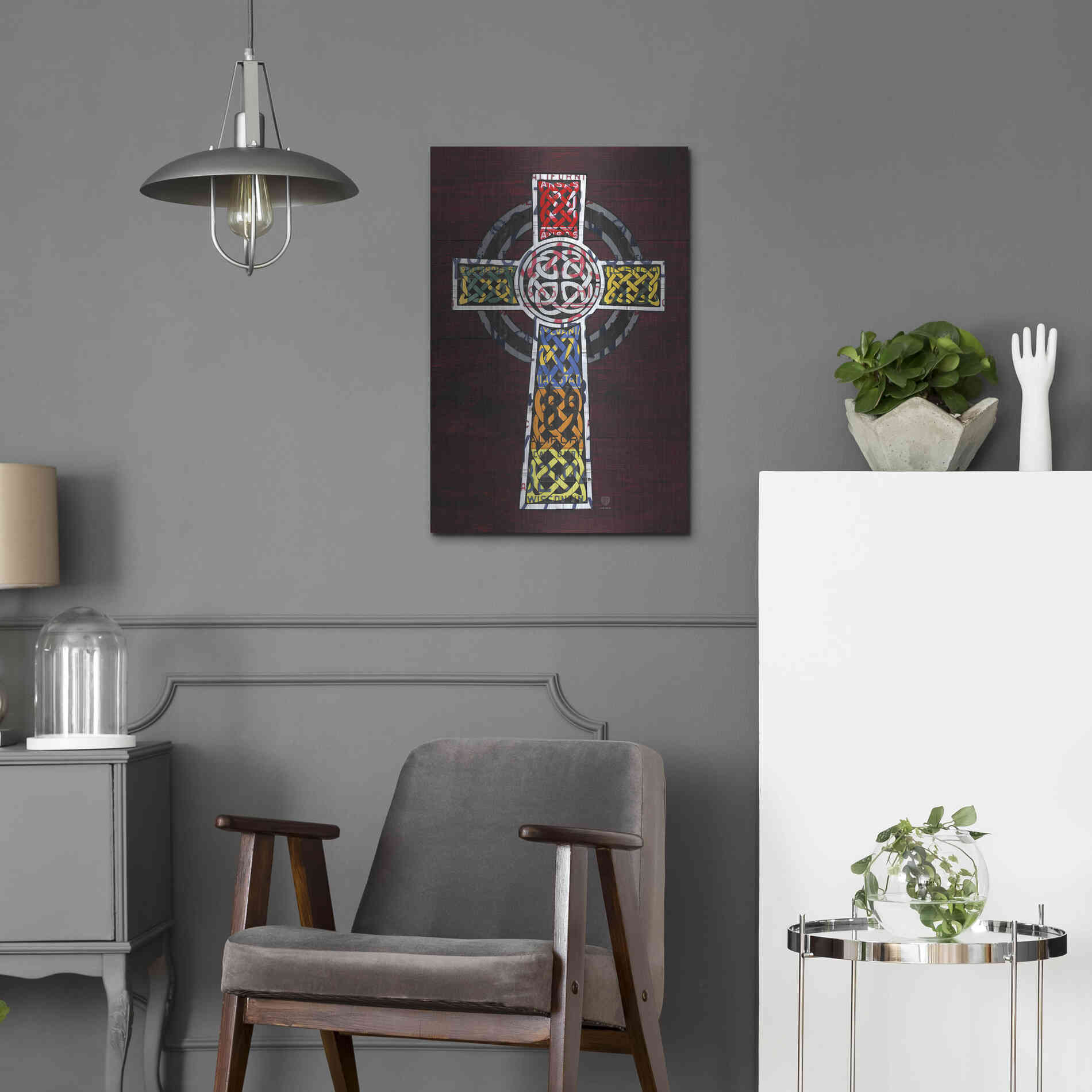 Luxe Metal Art 'License Plate Art Celtic Cross' by Design Turnpike, Metal Wall Art,16x24