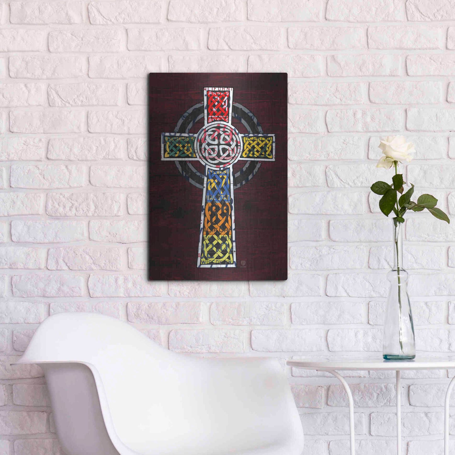 Luxe Metal Art 'License Plate Art Celtic Cross' by Design Turnpike, Metal Wall Art,16x24