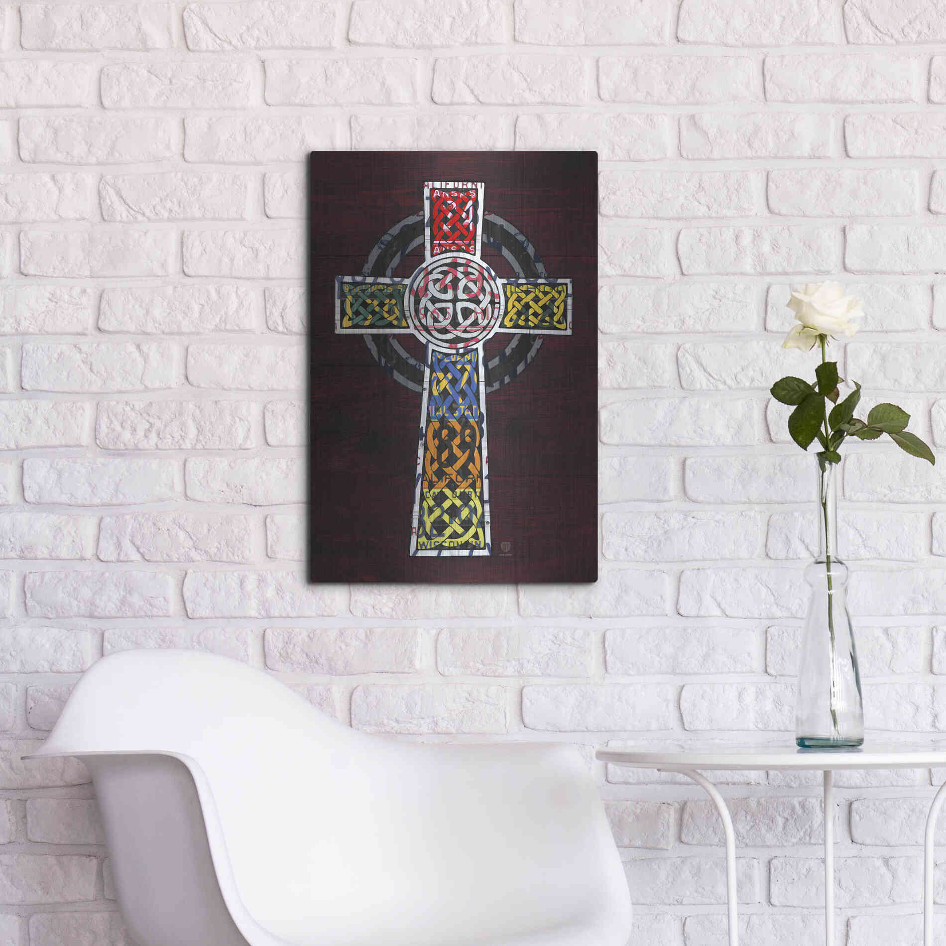 Luxe Metal Art 'License Plate Art Celtic Cross' by Design Turnpike, Metal Wall Art,16x24