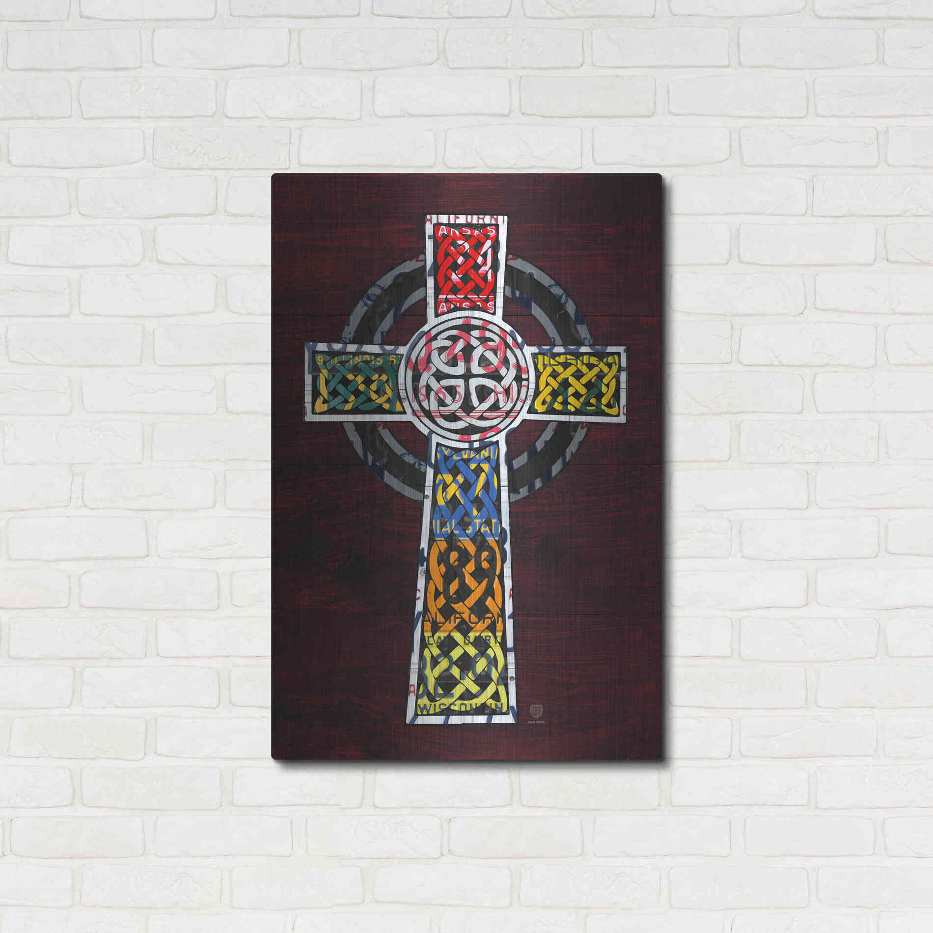 Luxe Metal Art 'License Plate Art Celtic Cross' by Design Turnpike, Metal Wall Art,24x36