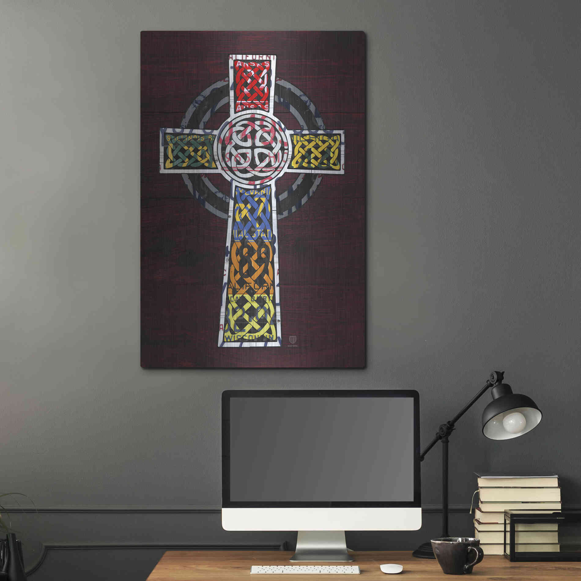 Luxe Metal Art 'License Plate Art Celtic Cross' by Design Turnpike, Metal Wall Art,24x36