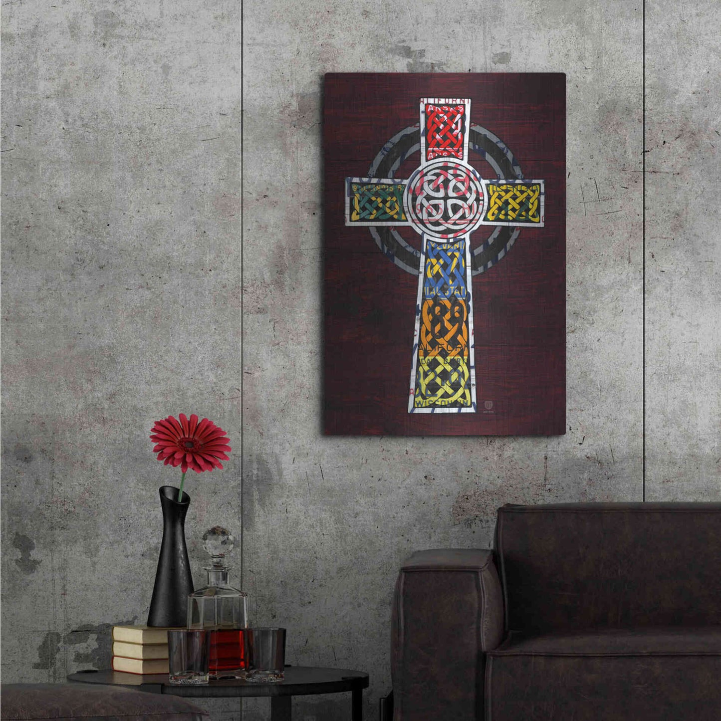 Luxe Metal Art 'License Plate Art Celtic Cross' by Design Turnpike, Metal Wall Art,24x36