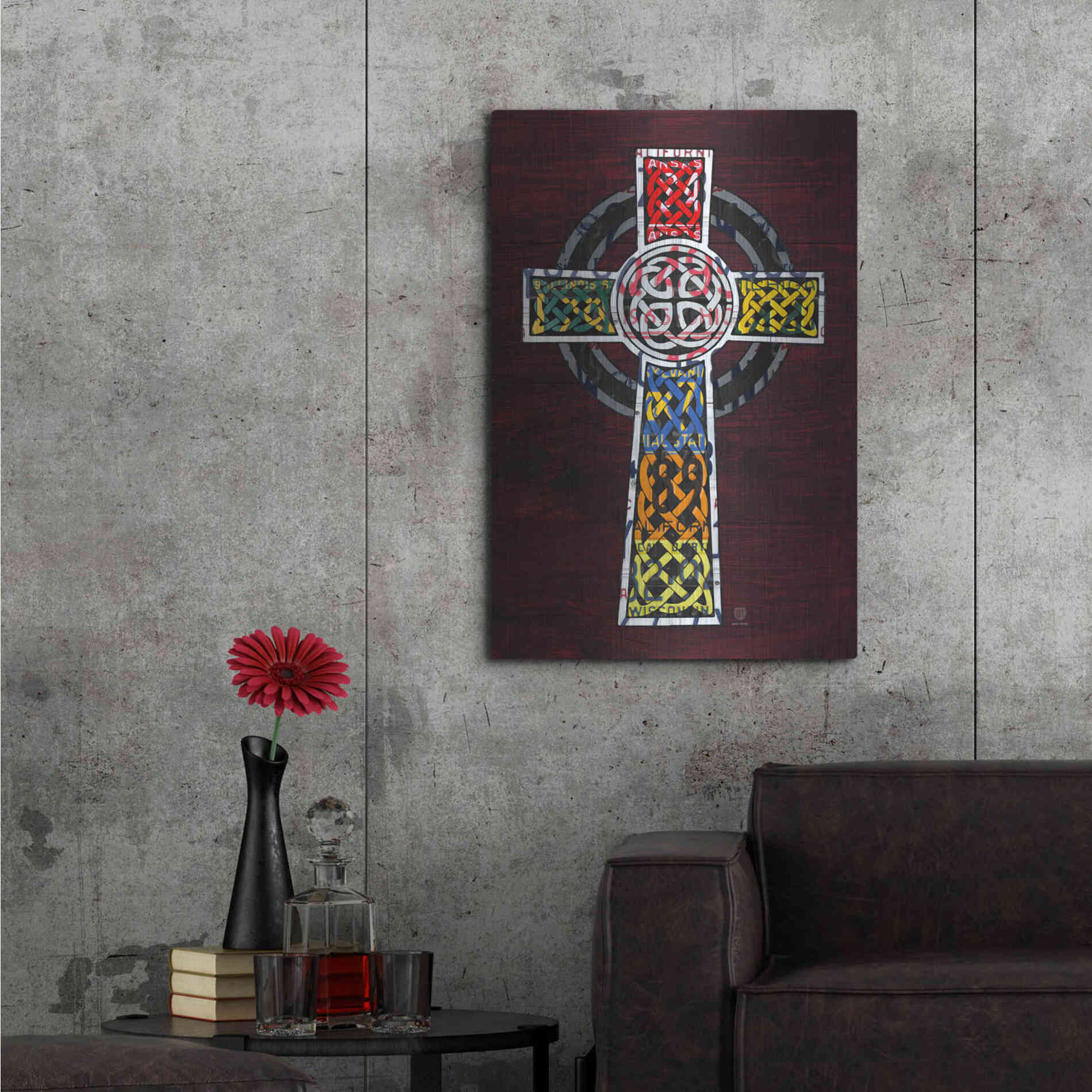 Luxe Metal Art 'License Plate Art Celtic Cross' by Design Turnpike, Metal Wall Art,24x36