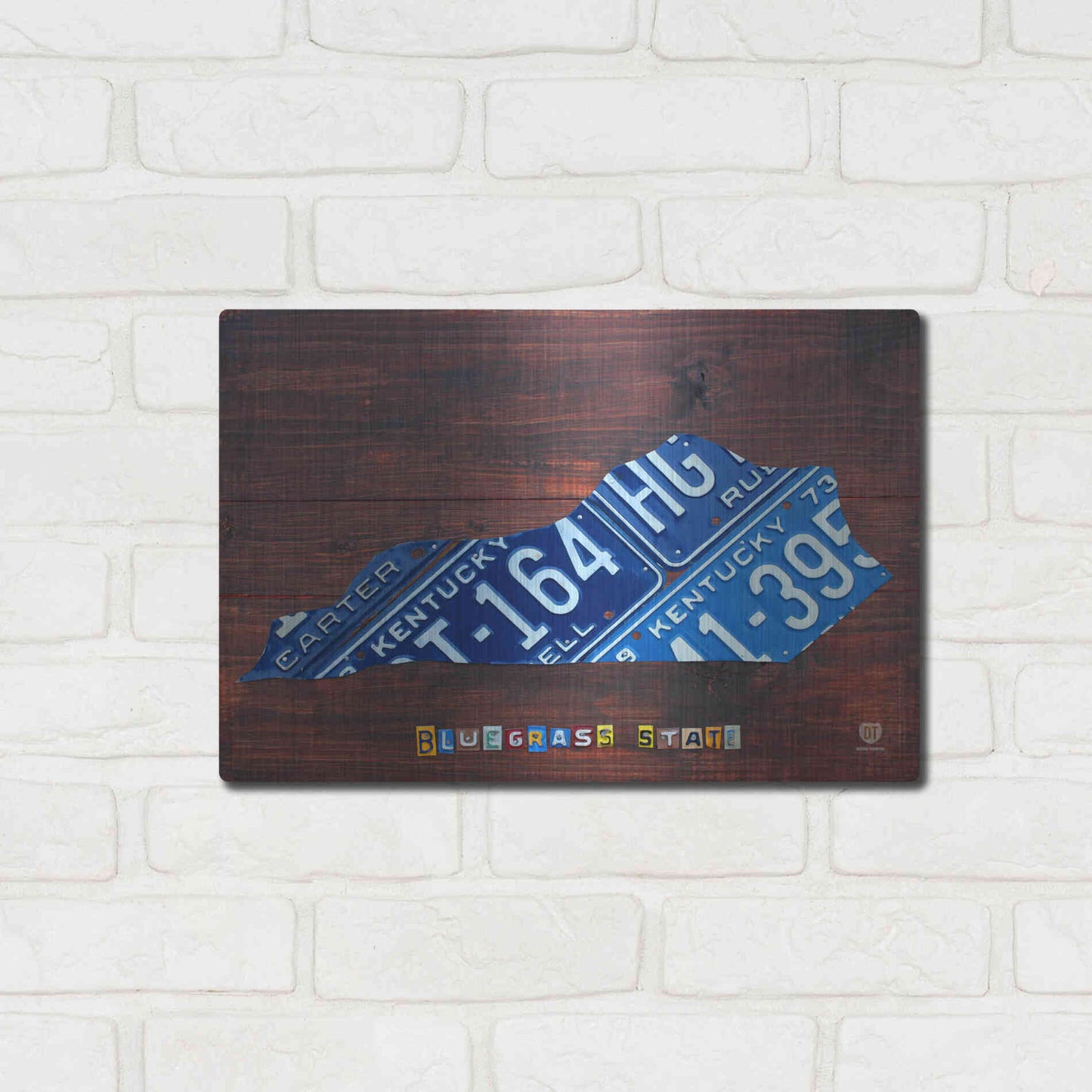 Luxe Metal Art 'Kentucky License Plate Map' by Design Turnpike, Metal Wall Art,16x12