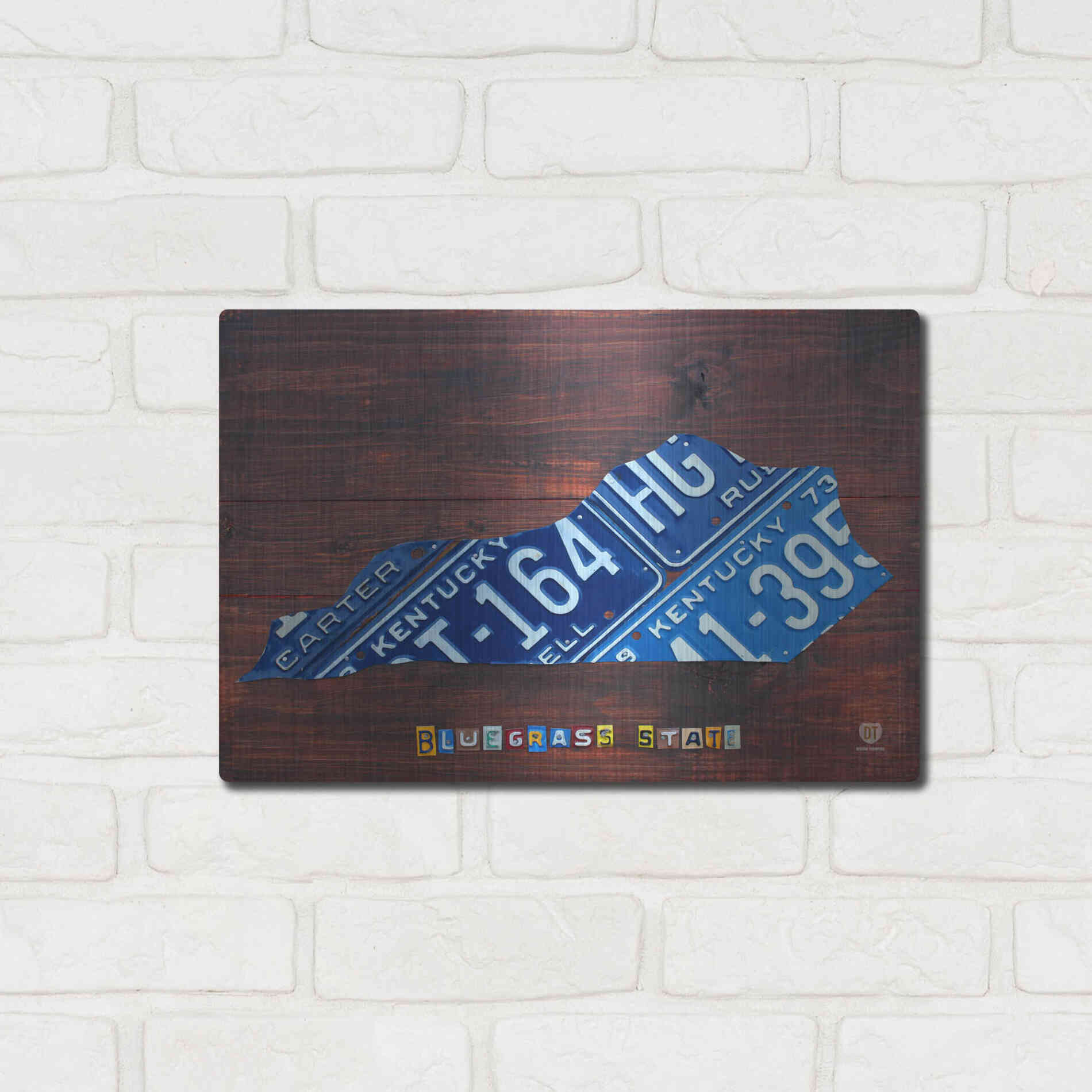 Luxe Metal Art 'Kentucky License Plate Map' by Design Turnpike, Metal Wall Art,16x12