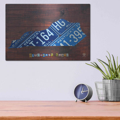 Luxe Metal Art 'Kentucky License Plate Map' by Design Turnpike, Metal Wall Art,16x12