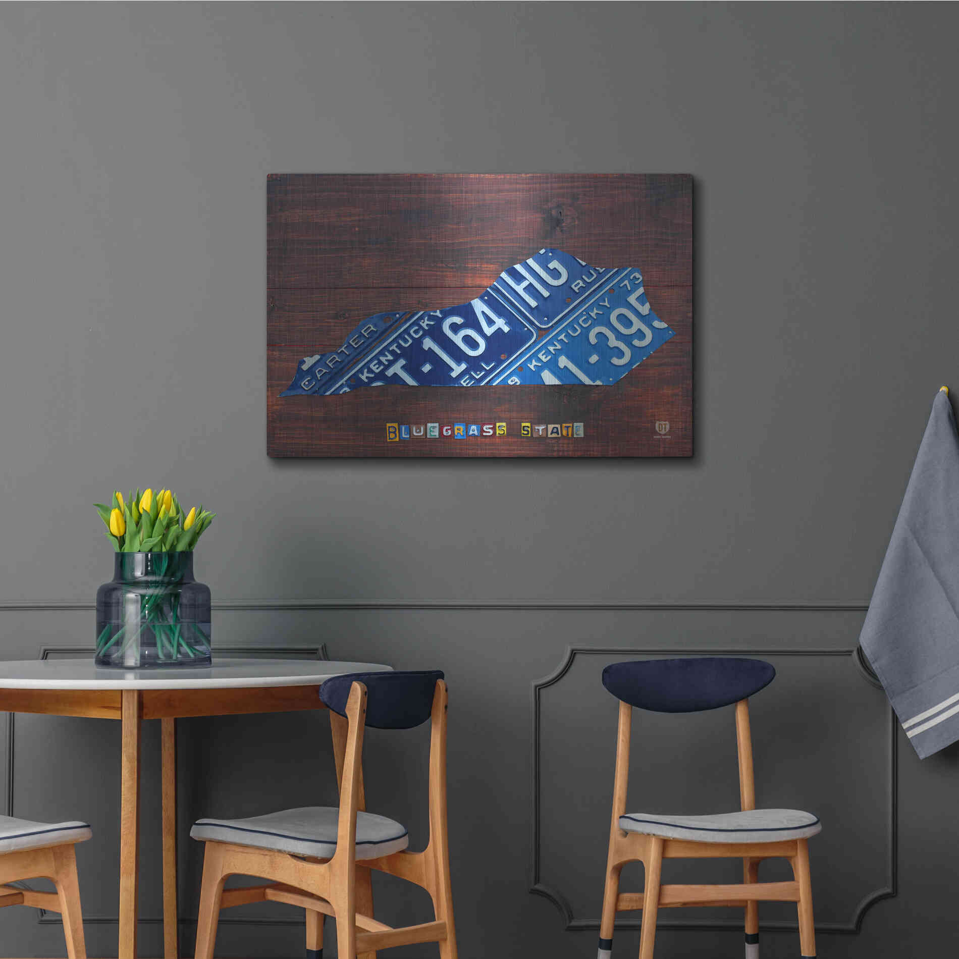 Luxe Metal Art 'Kentucky License Plate Map' by Design Turnpike, Metal Wall Art,36x24