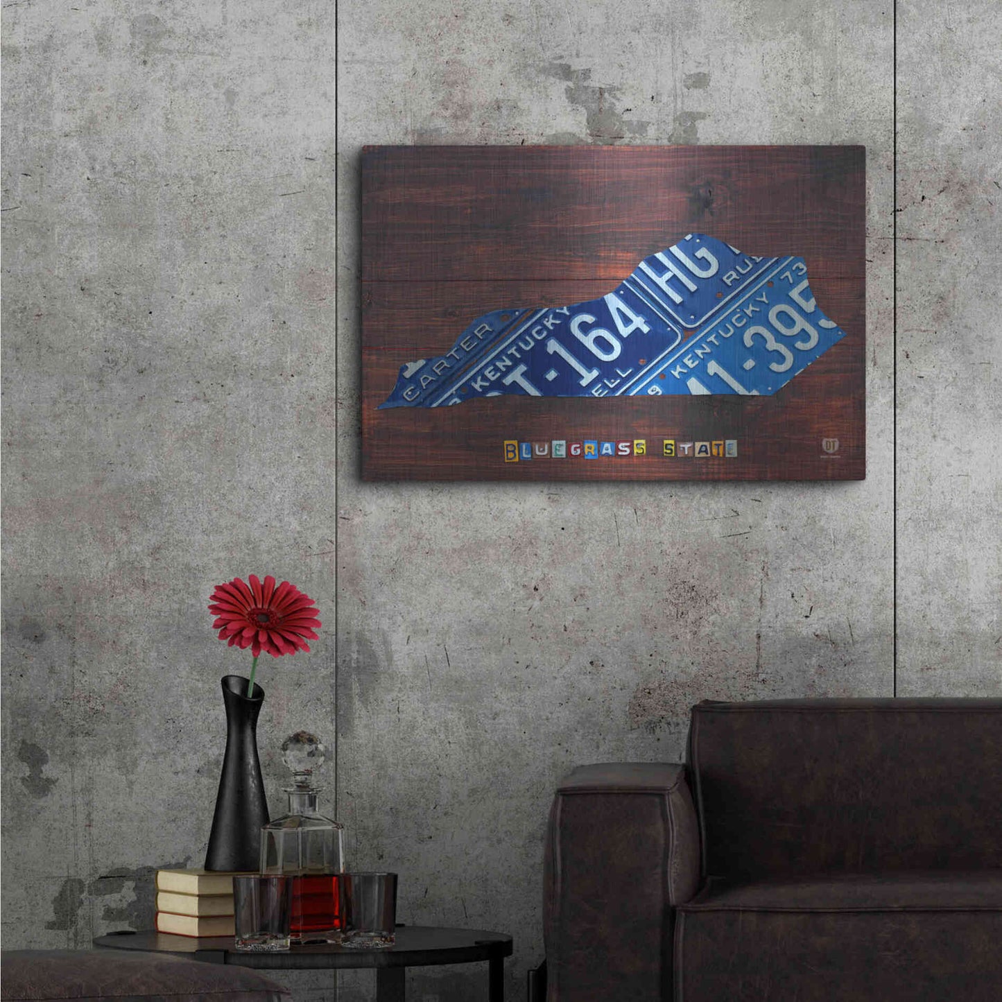 Luxe Metal Art 'Kentucky License Plate Map' by Design Turnpike, Metal Wall Art,36x24