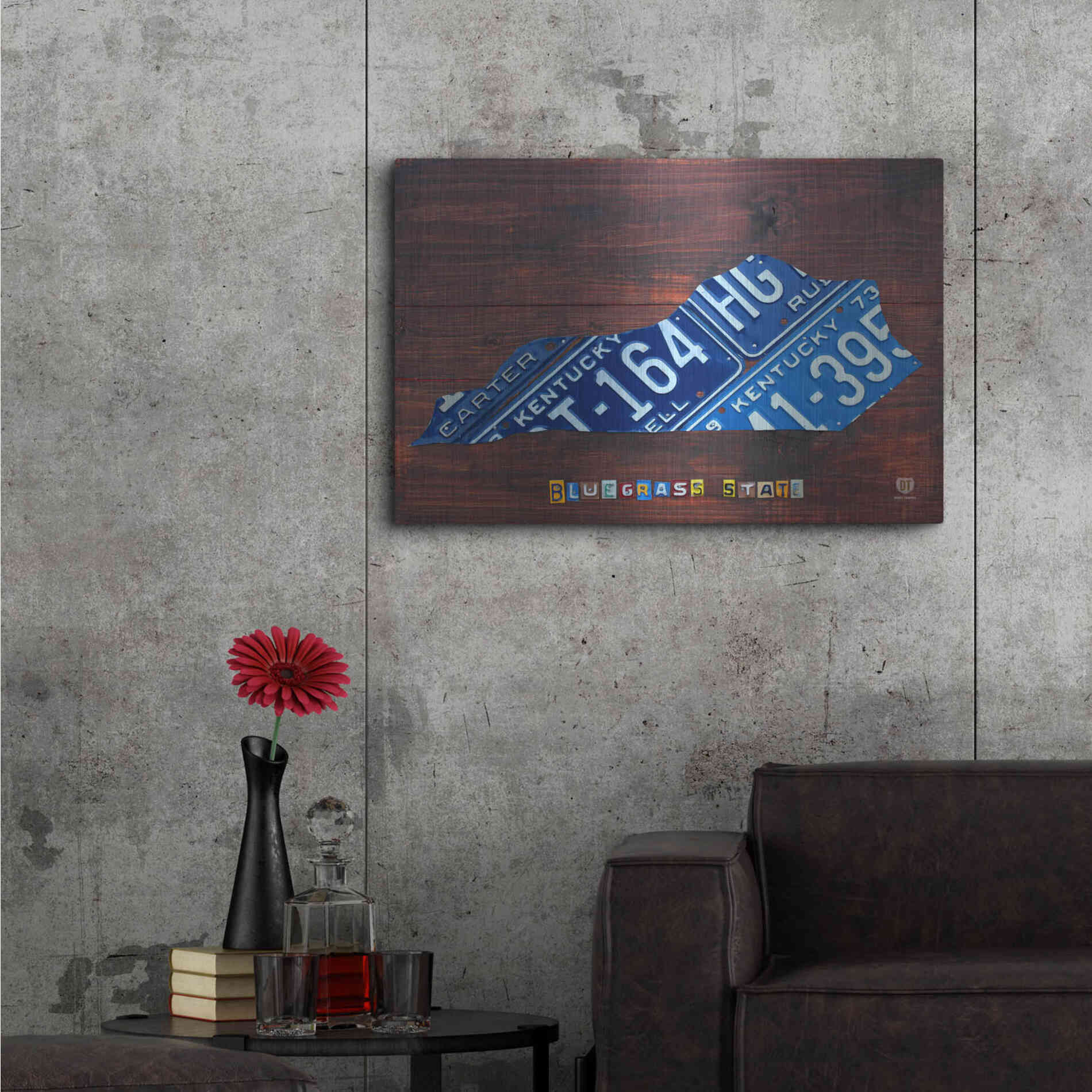 Luxe Metal Art 'Kentucky License Plate Map' by Design Turnpike, Metal Wall Art,36x24