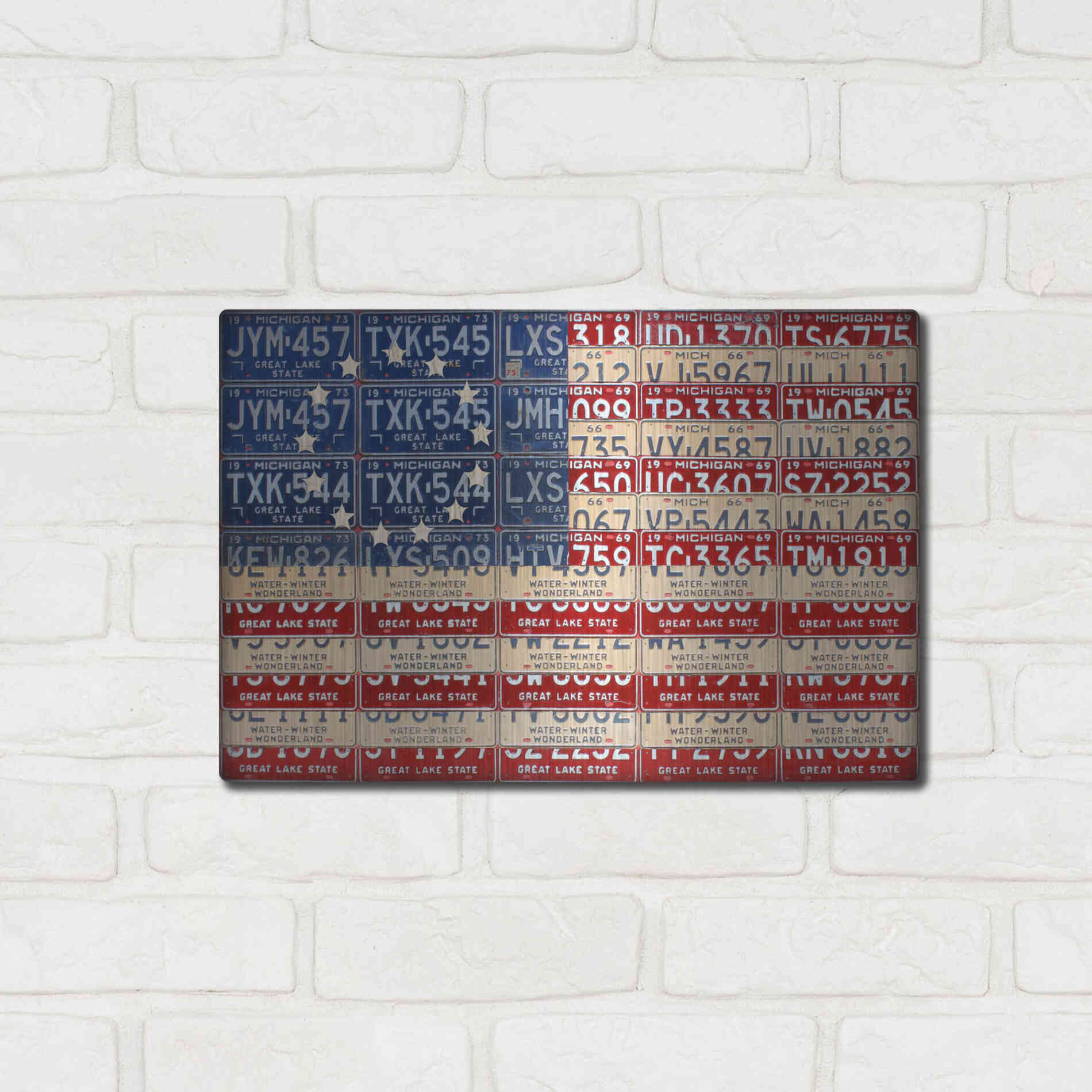 Luxe Metal Art 'Betsy Ross Flag' by Design Turnpike, Metal Wall Art,16x12