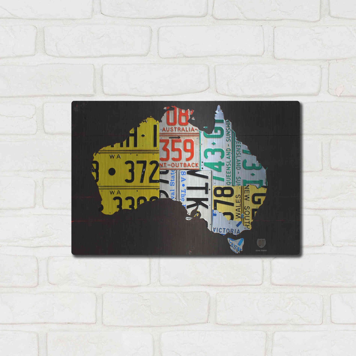 Luxe Metal Art 'Australia License Plate Map' by Design Turnpike, Metal Wall Art,16x12