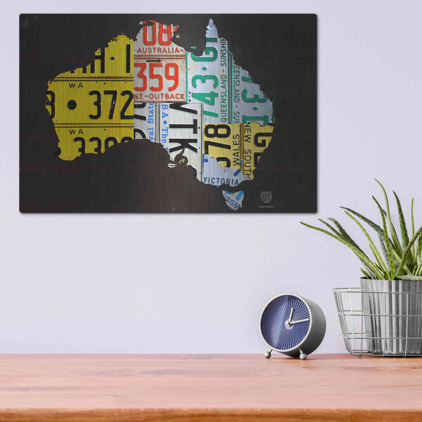 Luxe Metal Art 'Australia License Plate Map' by Design Turnpike, Metal Wall Art,16x12