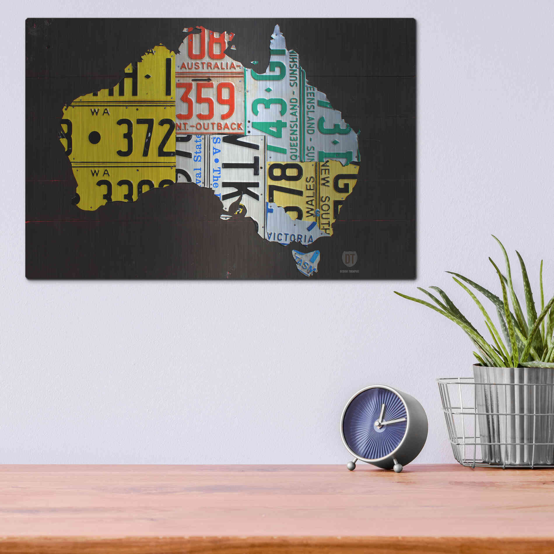 Luxe Metal Art 'Australia License Plate Map' by Design Turnpike, Metal Wall Art,16x12