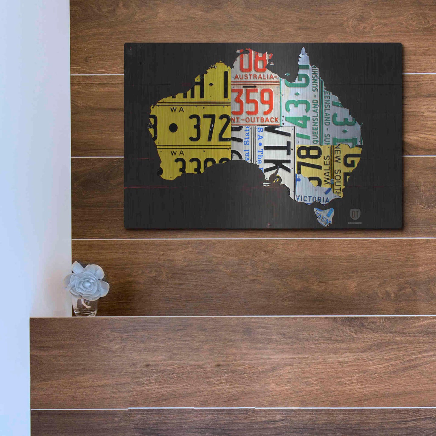Luxe Metal Art 'Australia License Plate Map' by Design Turnpike, Metal Wall Art,16x12