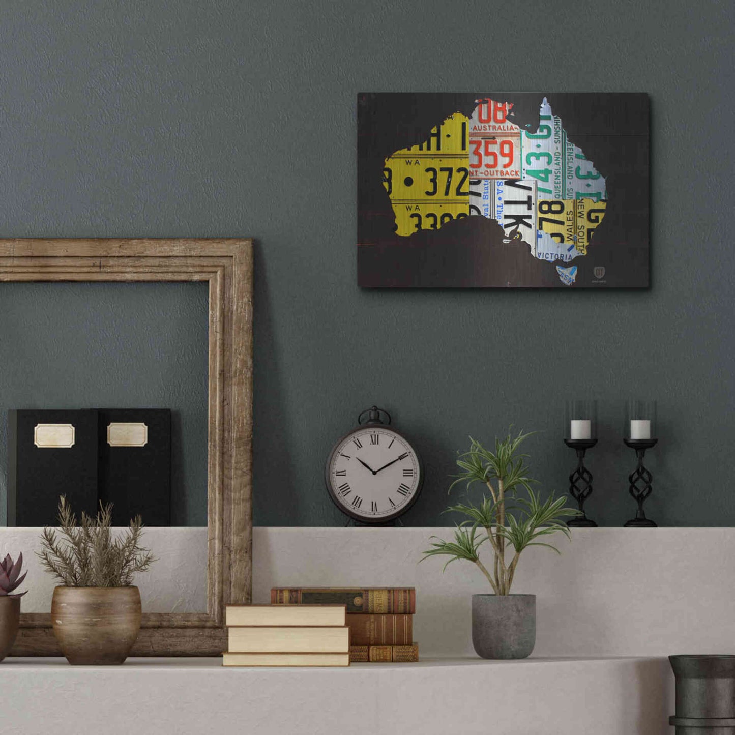 Luxe Metal Art 'Australia License Plate Map' by Design Turnpike, Metal Wall Art,16x12
