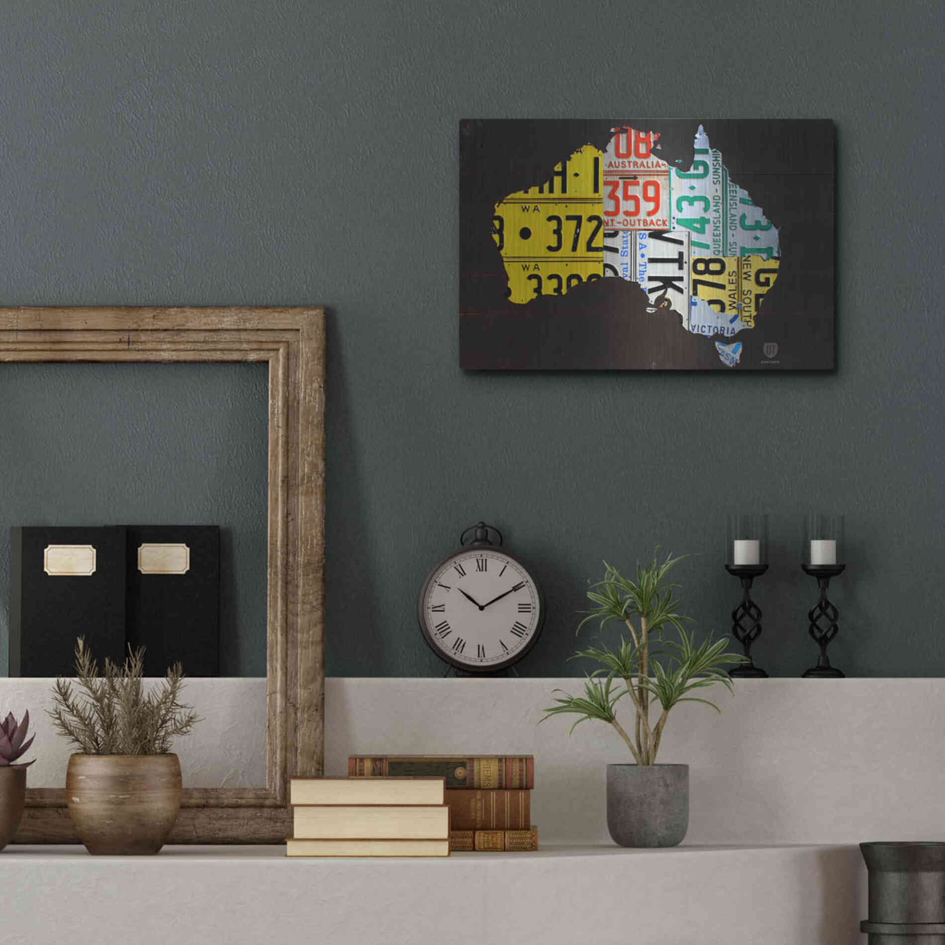 Luxe Metal Art 'Australia License Plate Map' by Design Turnpike, Metal Wall Art,16x12