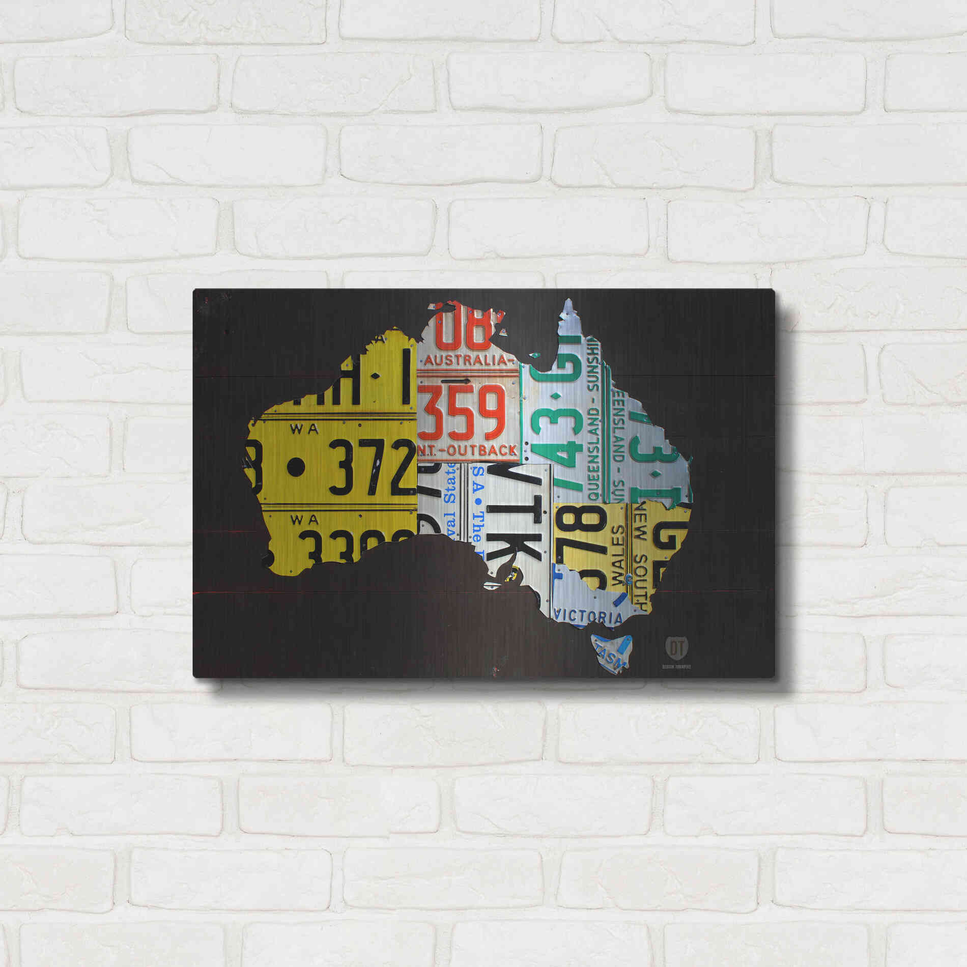 Luxe Metal Art 'Australia License Plate Map' by Design Turnpike, Metal Wall Art,24x16