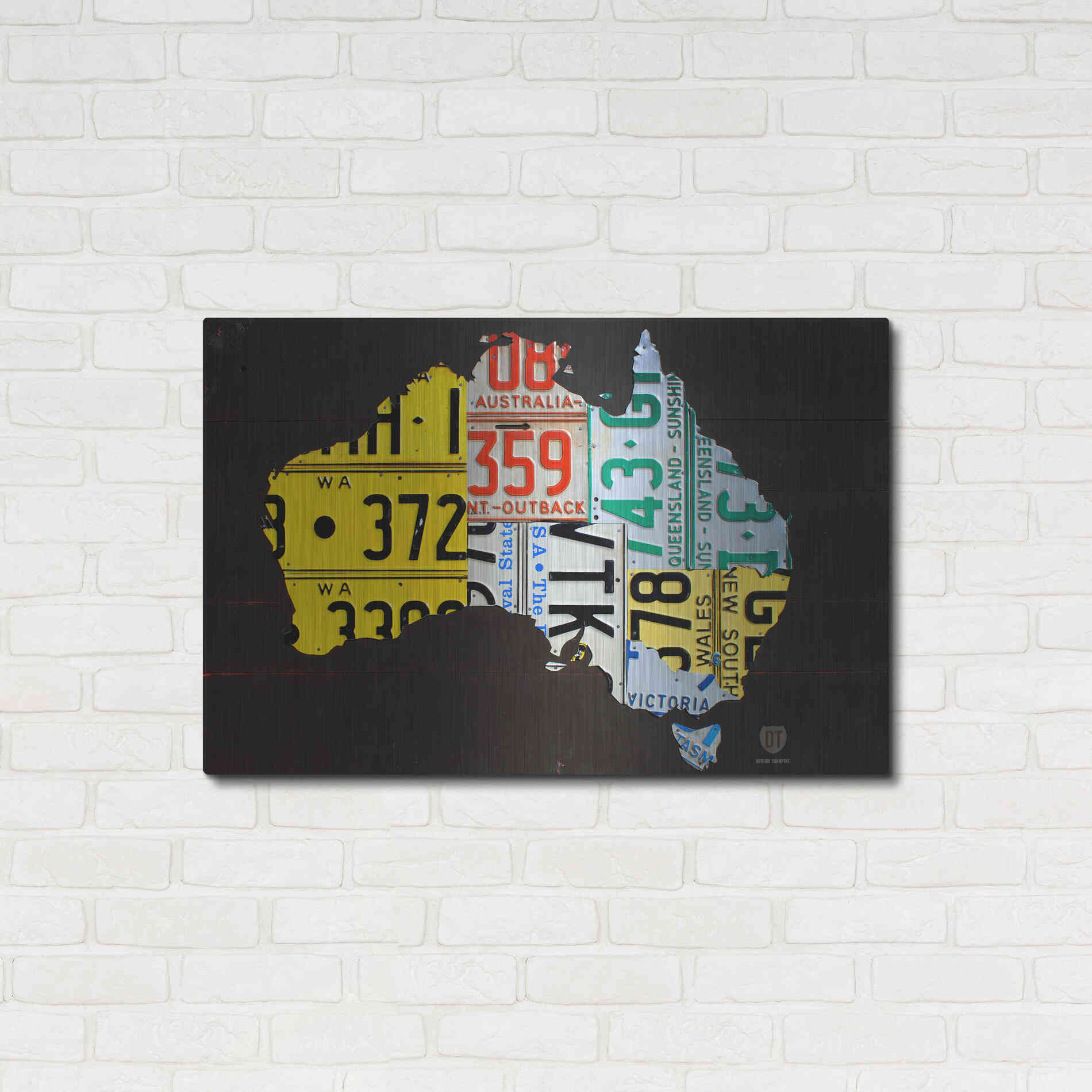 Luxe Metal Art 'Australia License Plate Map' by Design Turnpike, Metal Wall Art,36x24