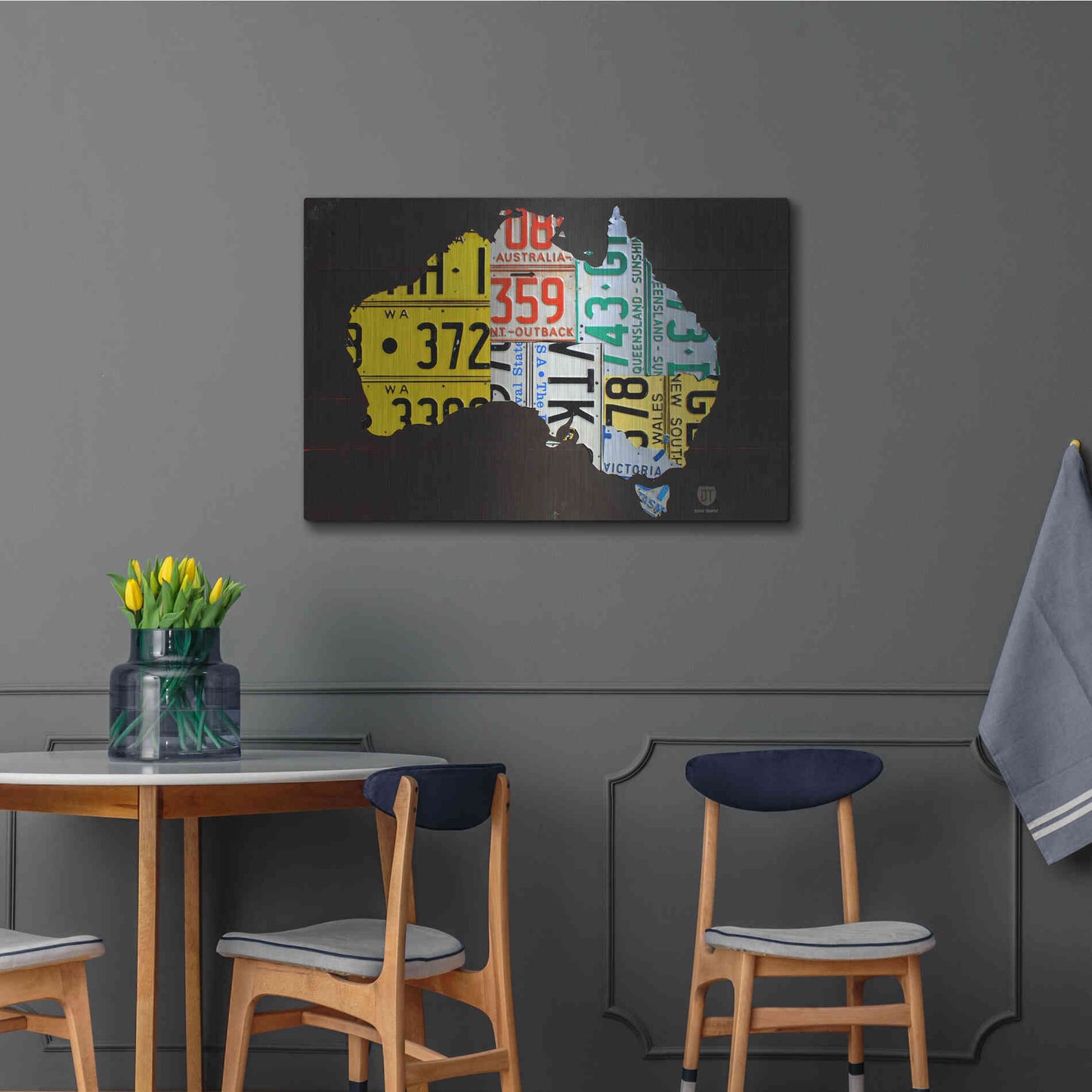 Luxe Metal Art 'Australia License Plate Map' by Design Turnpike, Metal Wall Art,36x24