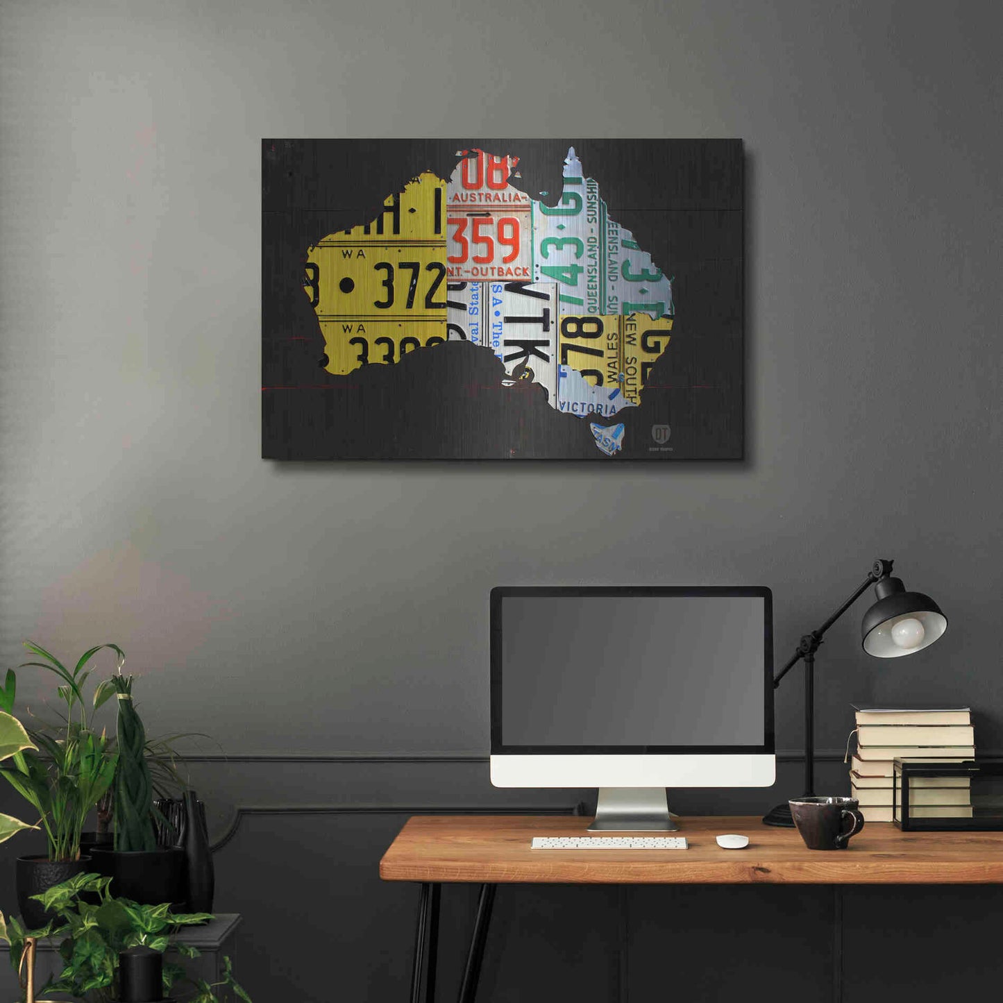Luxe Metal Art 'Australia License Plate Map' by Design Turnpike, Metal Wall Art,36x24