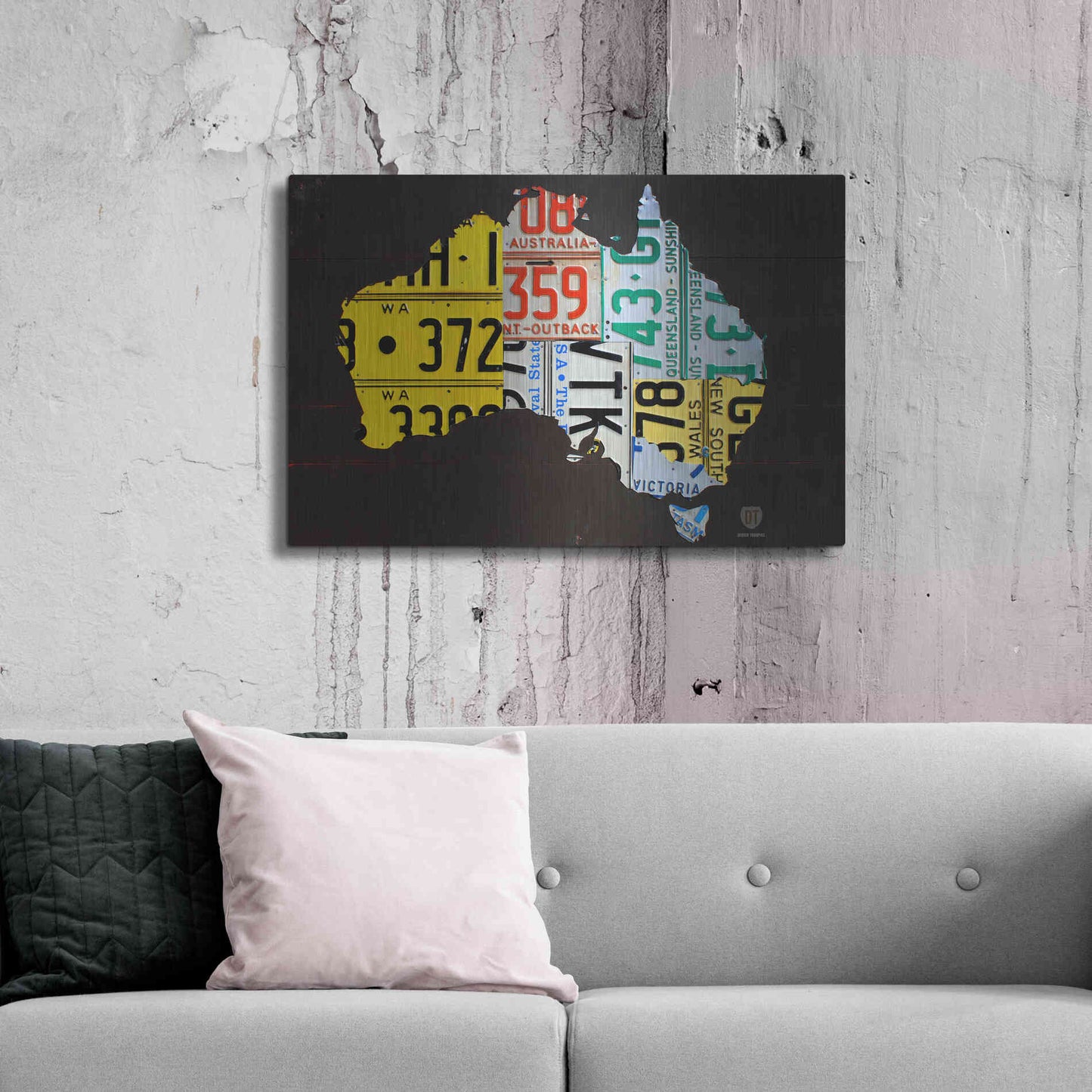 Luxe Metal Art 'Australia License Plate Map' by Design Turnpike, Metal Wall Art,36x24