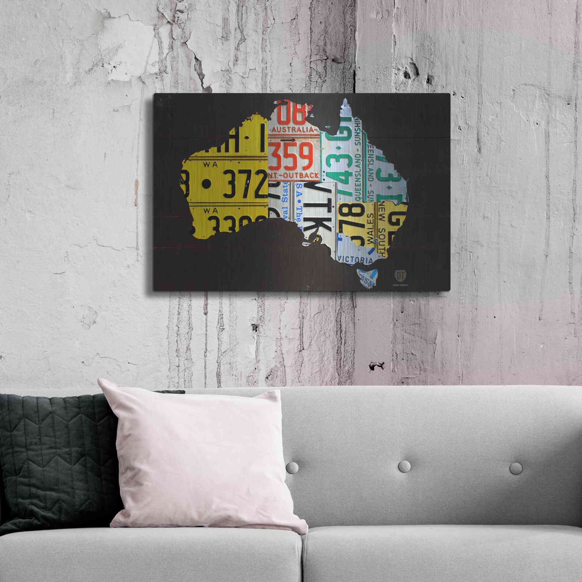 Luxe Metal Art 'Australia License Plate Map' by Design Turnpike, Metal Wall Art,36x24