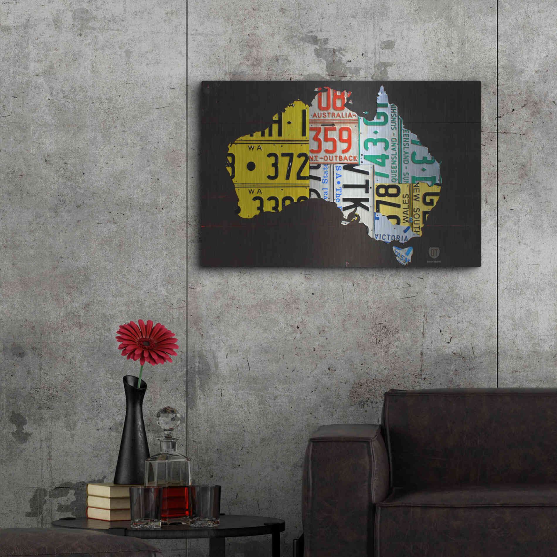 Luxe Metal Art 'Australia License Plate Map' by Design Turnpike, Metal Wall Art,36x24